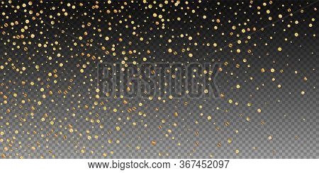 Sparse Gold Confetti Luxury Sparkling Confetti. Scattered Small Gold Particles On Transparent Backgr