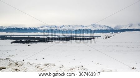 View Of Ulagan Highlands In Altay Mountains In The Winter, Siberia, Russia