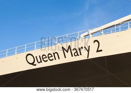 New York City - October 20:  The Name Queen Mary 2 Adorns The Cunard Cruise Liner Whilst It Was Dock