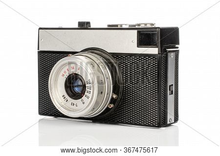 One Whole Old Vintage Camera Isolated On White Background