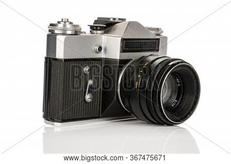 One Whole Old Vintage Camera Isolated On White Background