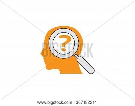 Head And Loupe Think Icon Brain Interrogation Point For Logo Design Question Asking Illustration On 