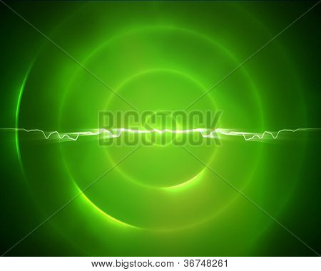 Fondo de círculo verde con un rayo en el centro