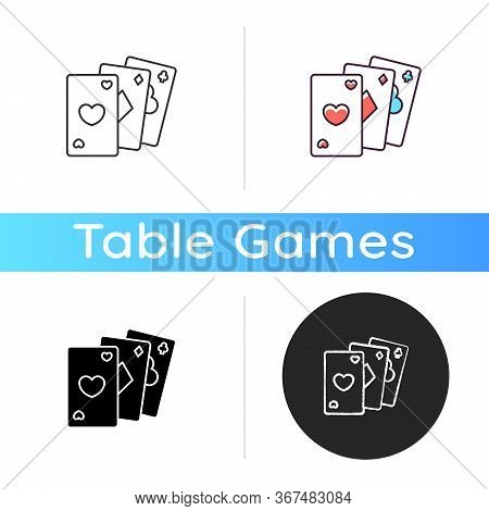 Card Game Icon. Traditional Casino Pastime, Poker. Linear Black And Rgb Color Styles. Competitive Ga