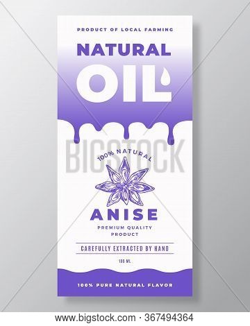 Natural Oil Abstract Vector Packaging Design Or Label Template. Modern Typography, Gradient Drips An