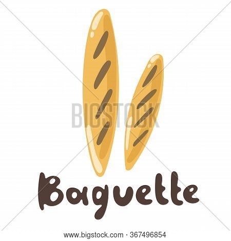 Baguette Bakery And Bread Icon Flat Style. Flour Products, Vector Stock Illustrator. Baguette - Simp