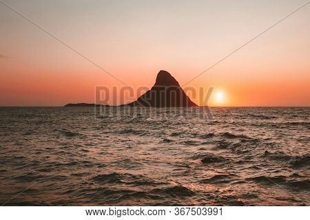 Norway Sunset Landscape Sea And Bleiksoya Rock Beautiful Travel Destinations Nature Scenery Vesteral