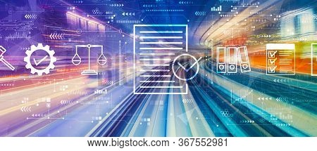 Compliance Concept With Abstract High Speed Technology Pov Motion Blur