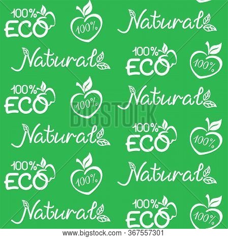 ECO, natural background. Vector seamless pattern for natural product, eco friendly handmade product, farm market, food market, natural product packaging. ECO, Bio, organic, natural products concept