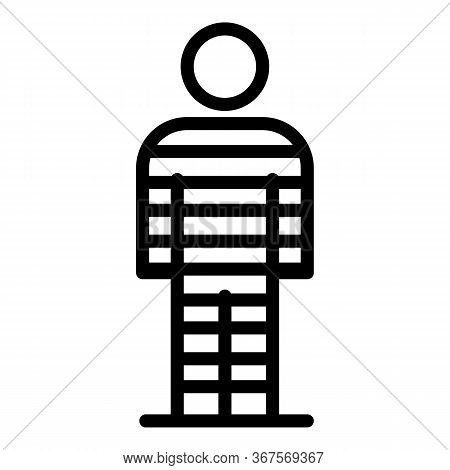 Chained Striped Prison Icon. Outline Chained Striped Prison Vector Icon For Web Design Isolated On W