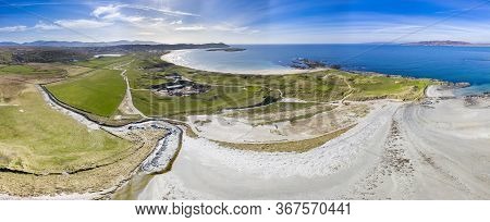 Aerial View Of Carrickfad And Cashelgolan Beach, Castlegoland, By Portnoo In County Donegal - Irelan