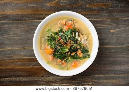 Northern Thai Food (kang Pak Seaw), Spicy Soup With Bauhinia Purpurea Leaf And Roasted Smoked Fish I