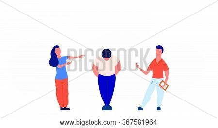 Bullying A Fat Man Person Problem Violence Student School Vector Illustration. Overweight Character 