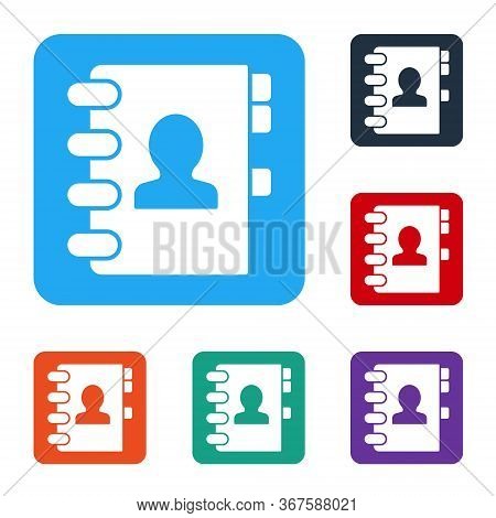 White Address Book Icon Isolated On White Background. Notebook, Address, Contact, Directory, Phone, 