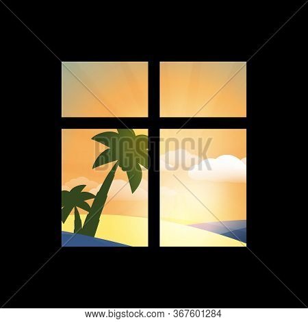 Stay At Home - Looking Through The Window - Home Quarantine - Vector Design Concept