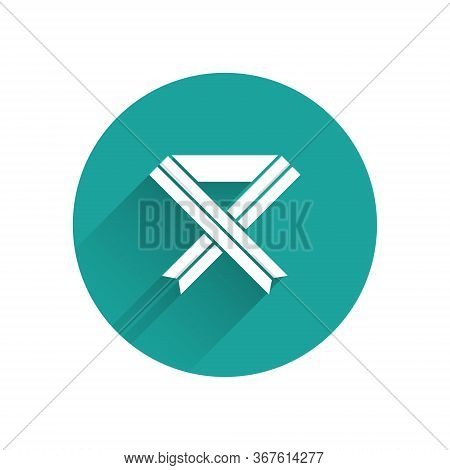 White Breast Cancer Awareness Ribbon Icon Isolated With Long Shadow. World Breast Cancer Day Concept