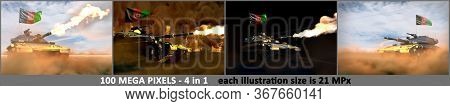 Afghanistan Army Concept - 4 High Detail Images Of Heavy Tank With Fictive Design With Afghanistan F