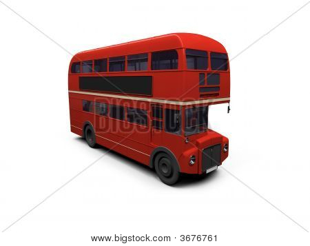 Rode dubbeldekker Autobus Over White