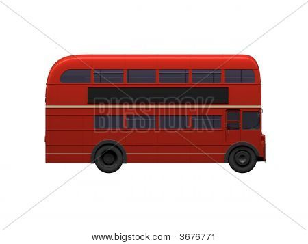 Rode dubbeldekker Autobus Over White