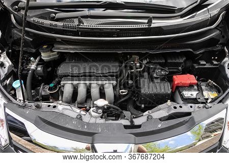 Novosibirsk/ Russia - May 03 2020: Honda Freed, Close Up Detail Of  Car Engine, Front View. Internal