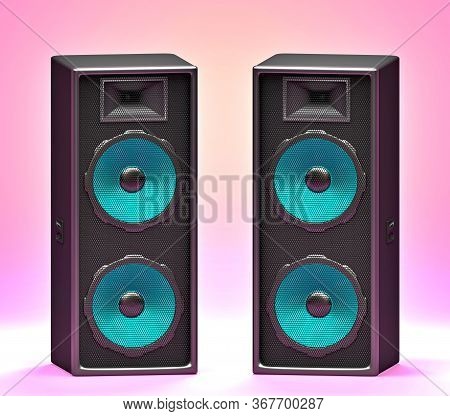 Design Sound System On Pink Background, 3d Illustration