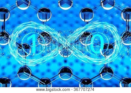 Concept Of Quantum Physics Duality Of A Photon On A Graphene Background, 3d Illustration