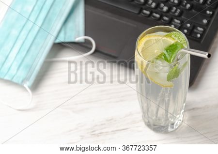 Mojito Cocktail. Drinking Online During The Pandemic. Quarantini.