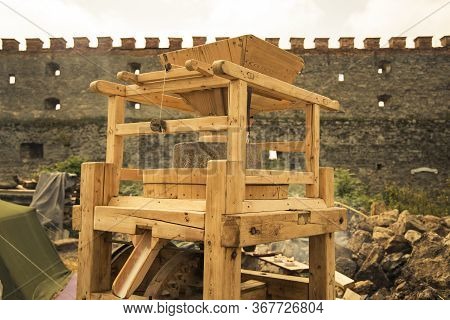 Ncient Wooden Mill Hand Made Museum Exhibit Historical Object