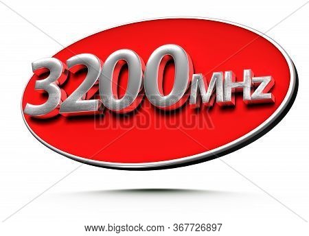 3d Illustration 3200 Mhz Stainless Steel Ellipse Red Isolated On A White Background.(with Clipping P