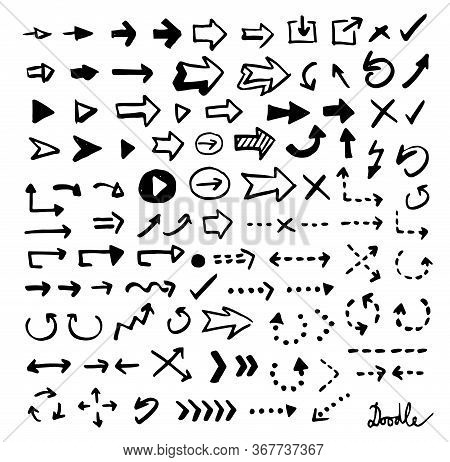 Hand Drawn Arrow Doodle Vector Set White Ground