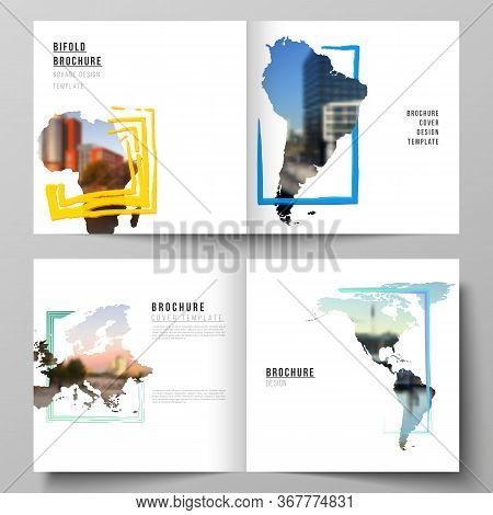 Vector Layout Of Two Covers Templates For Square Bifold Brochure, Flyer, Cover Design, Book Design, 
