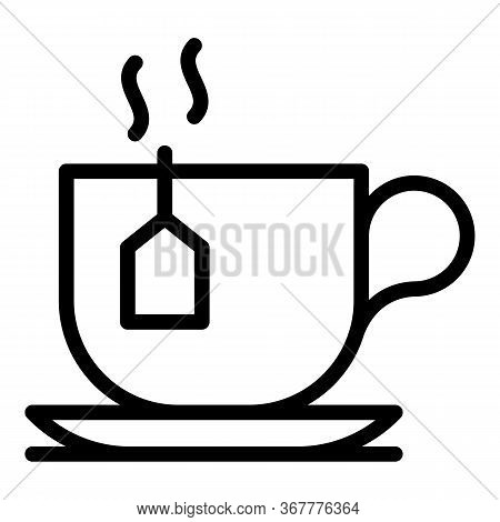 Teacup With Teabag Icon. Outline Teacup With Teabag Vector Icon For Web Design Isolated On White Bac