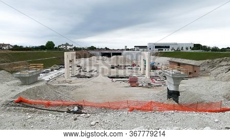 Highway Construction Site View. Civil Engineering