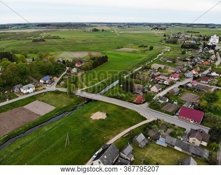 Aerial View Of Kraziai Landscape In Lithuania