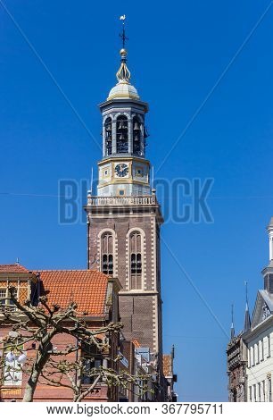 Historic Clock Tower In The Center Of Kampen, Netherlands