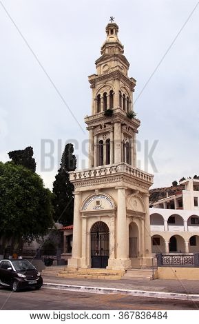 Afandou, Rhodes, Greece - May 26, 2020: Church Of Our Lady In Afandou Village, Rhodes, Greece