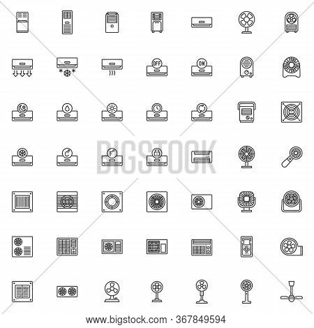 Heating And Cooling Line Icons Set. Linear Style Symbols Collection, Outline Signs Pack. Air Conditi
