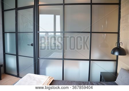 Frosted Glass Bedroom Wall, Glass Room Divider, Partition With Squares Is A Perfect Solution For Sma