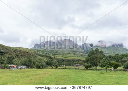 Royal Natal National Park, South Africa - March 16, 2020: A View Of The Mahai Caravan Park And Campi