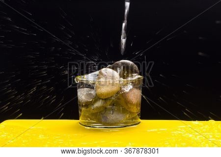 Mineral Water In A Clear Glass Cup