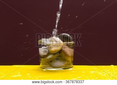 Mineral Water In A Clear Glass Cup