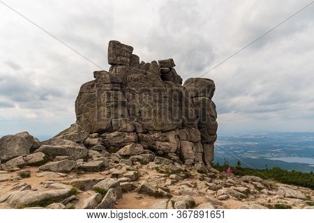 Slonecznik Rock Formation In Karkonosze Mountains In Poland Near Borders With Czech Republic
