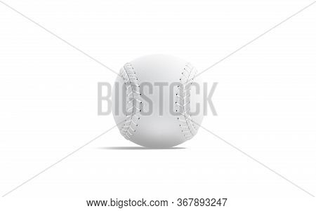 Blank White Baseball Ball With Seam Mock Up, Front View, 3d Rendering. Empty Leather Usa Fastball Fo