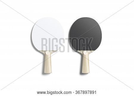 Blank Black And White Wood Table Tennis Racket Mockup Set, Isolated, 3d Rendering. Empty Ping-pong R