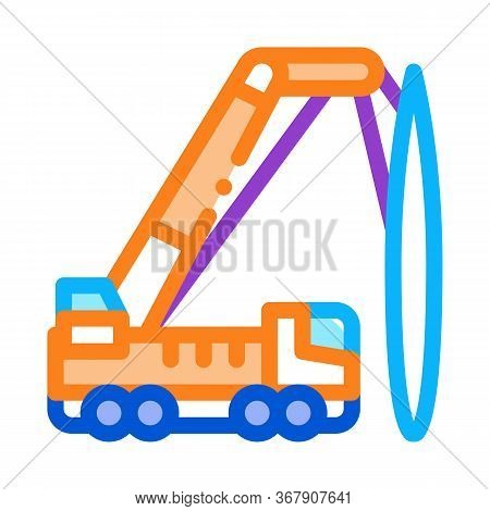 Truck Mounted Crane Icon Vector. Truck Mounted Crane Sign. Color Symbol Illustration