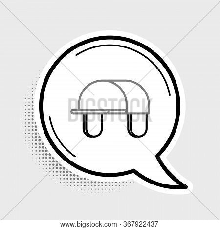 Line Hunter Hat Icon Isolated On Grey Background. Plaid Winter Hat. Colorful Outline Concept. Vector