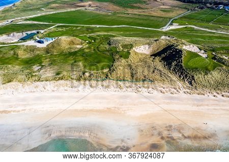 Aerial View Of Carrickfad And Cashelgolan Beach, Castlegoland, By Portnoo In County Donegal - Irelan