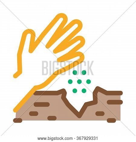 Sowing Seeds In Ground Icon Vector. Sowing Seeds In Ground Sign. Color Symbol Illustration