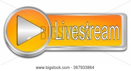 Orange Livestream Button On White Background - 3d Illustration