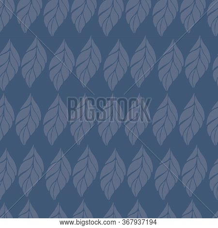 Seamless Abstract Navy Floral Lines Leaf Pattern. Stylish Repeating Texture. Repeating Texture With 